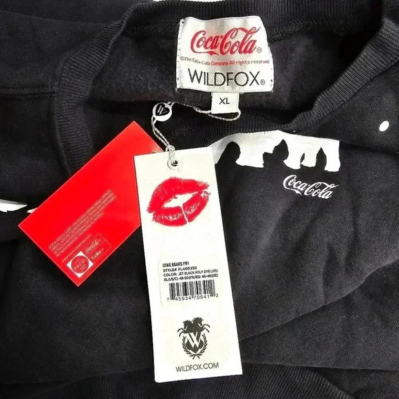 Wildfox × Coco-Cola Bears Fifi Jet Black Sweater Pullover XL - Picture 4 of 7